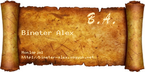 Bineter Alex névjegykártya